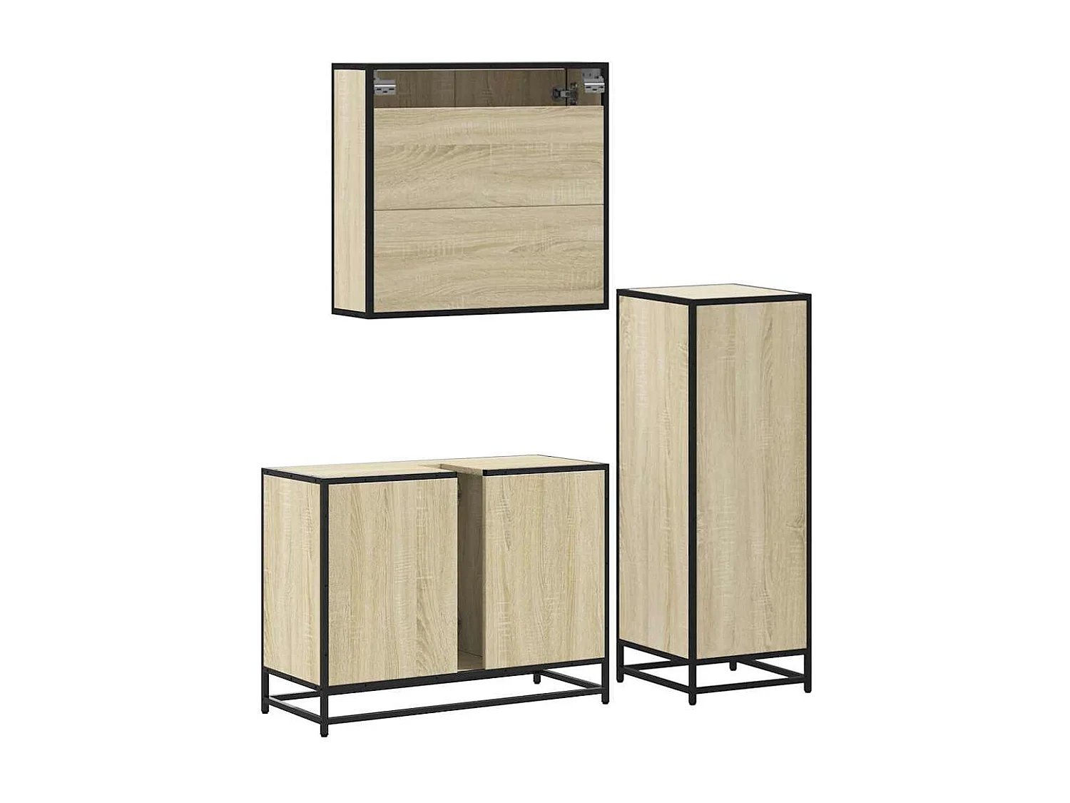 Set di mobili da bagno 3 pezzi in rovere Sonoma