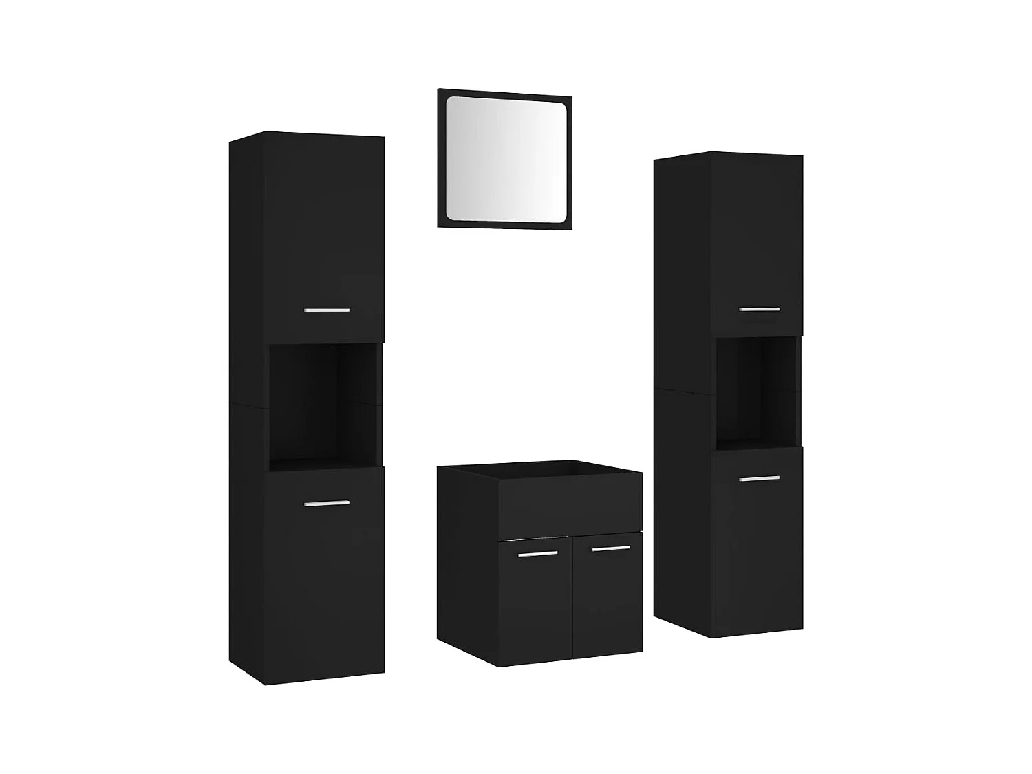 Zwarte spaanplaat badkamermeubelset