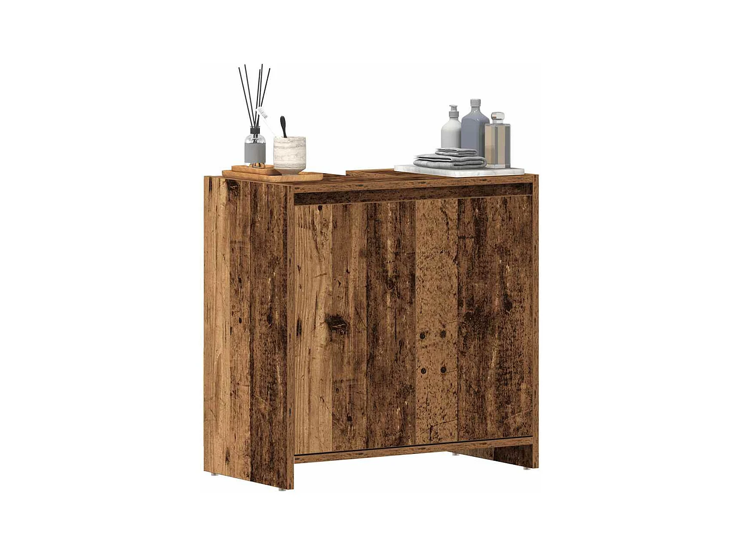 Armoire lavabo de salle de bain vieux bois 60x33x60 cm