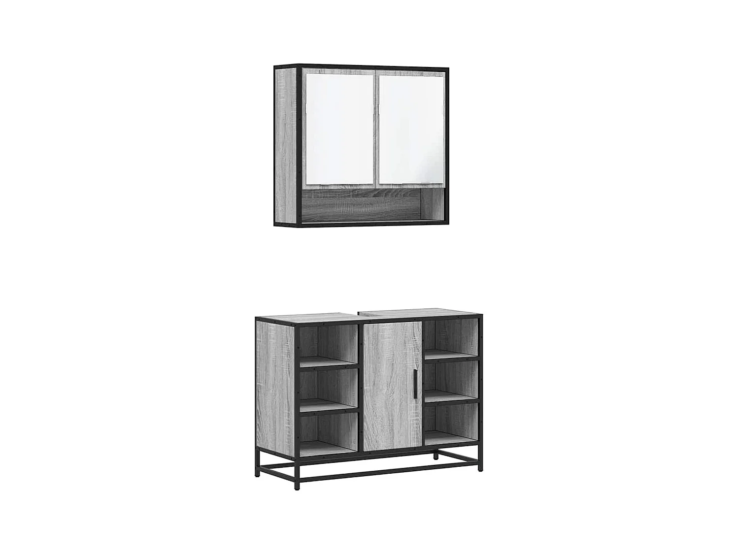 Ensemble de meubles de salle de bain 2 pcs Sonoma gris