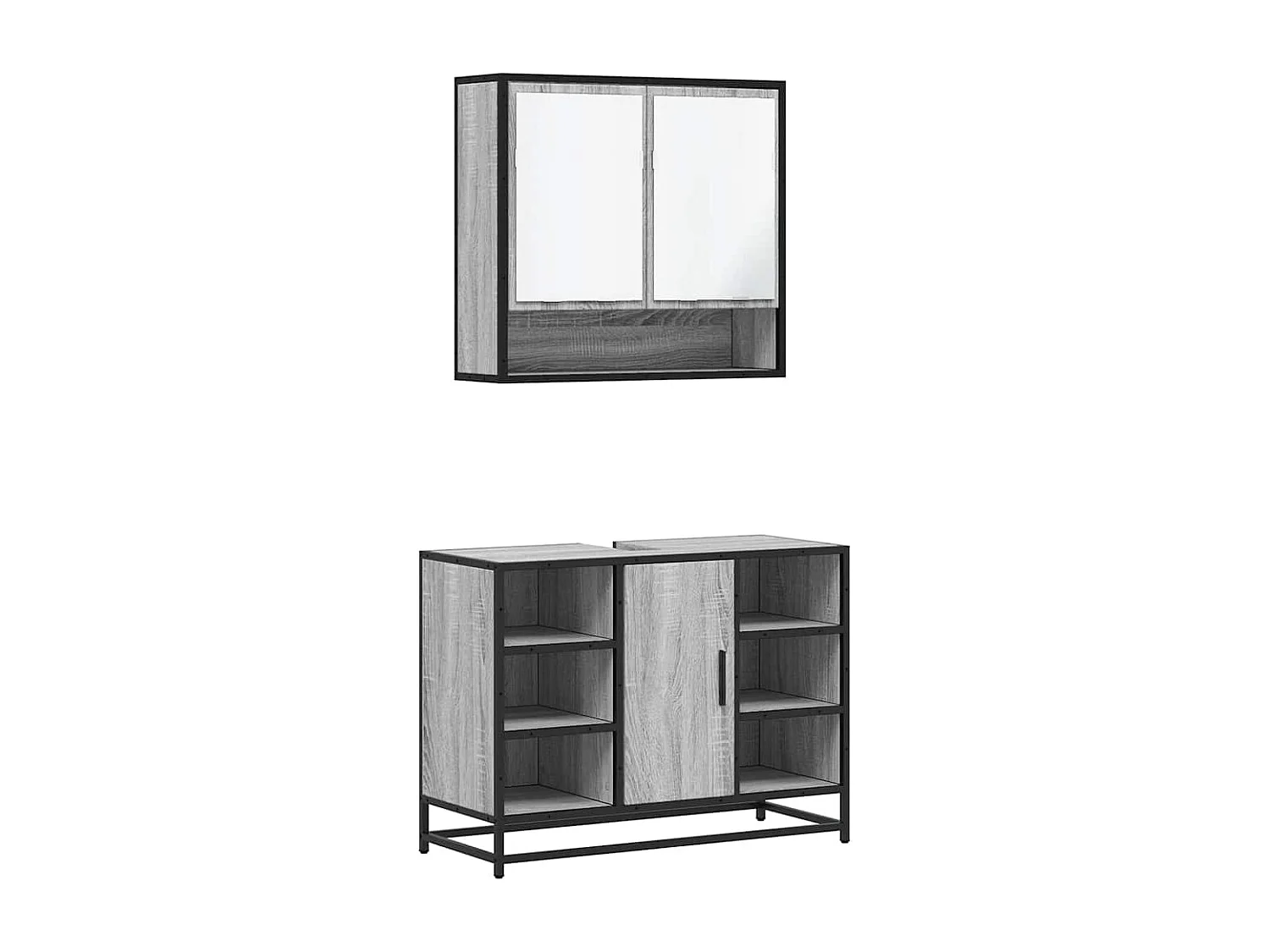 Ensemble de meubles de salle de bain 2 pcs Sonoma gris