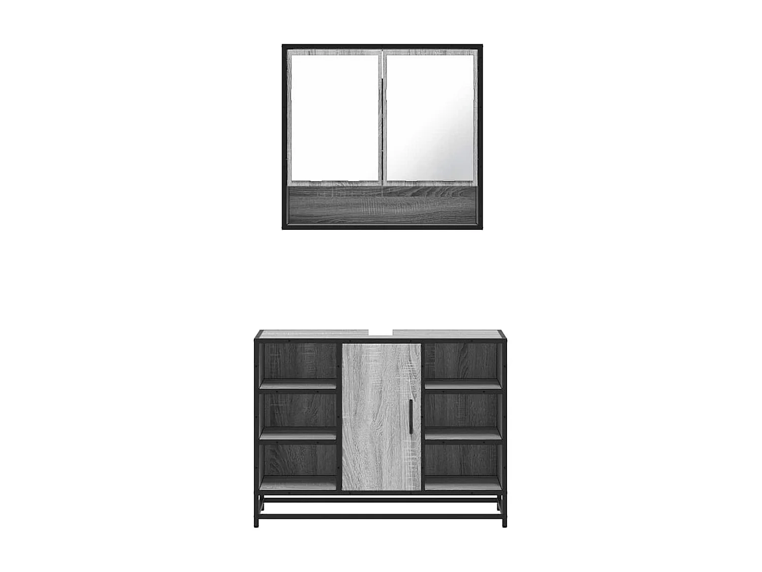 Ensemble de meubles de salle de bain 2 pcs Sonoma gris