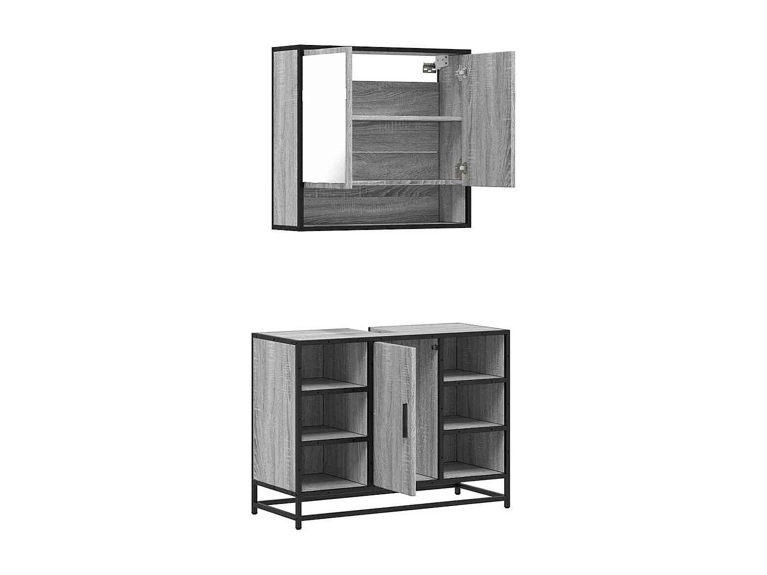 Ensemble de meubles de salle de bain 2 pcs Sonoma gris