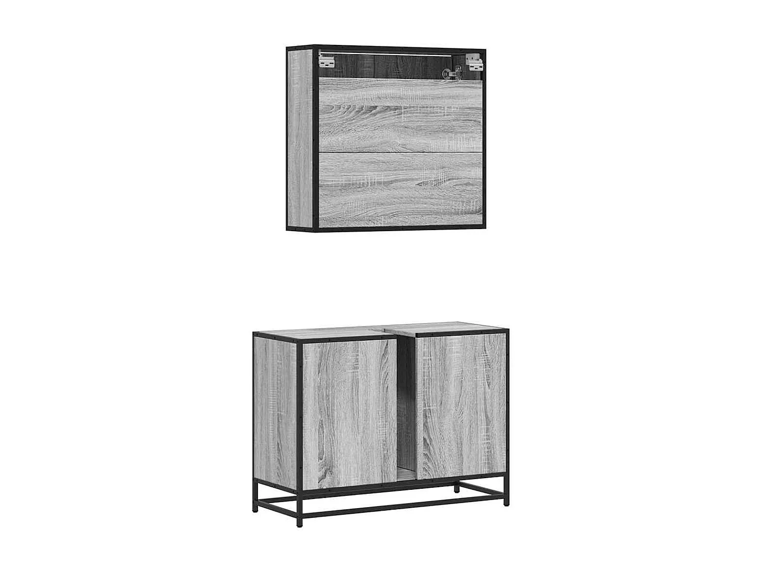 Ensemble de meubles de salle de bain 2 pcs Sonoma gris