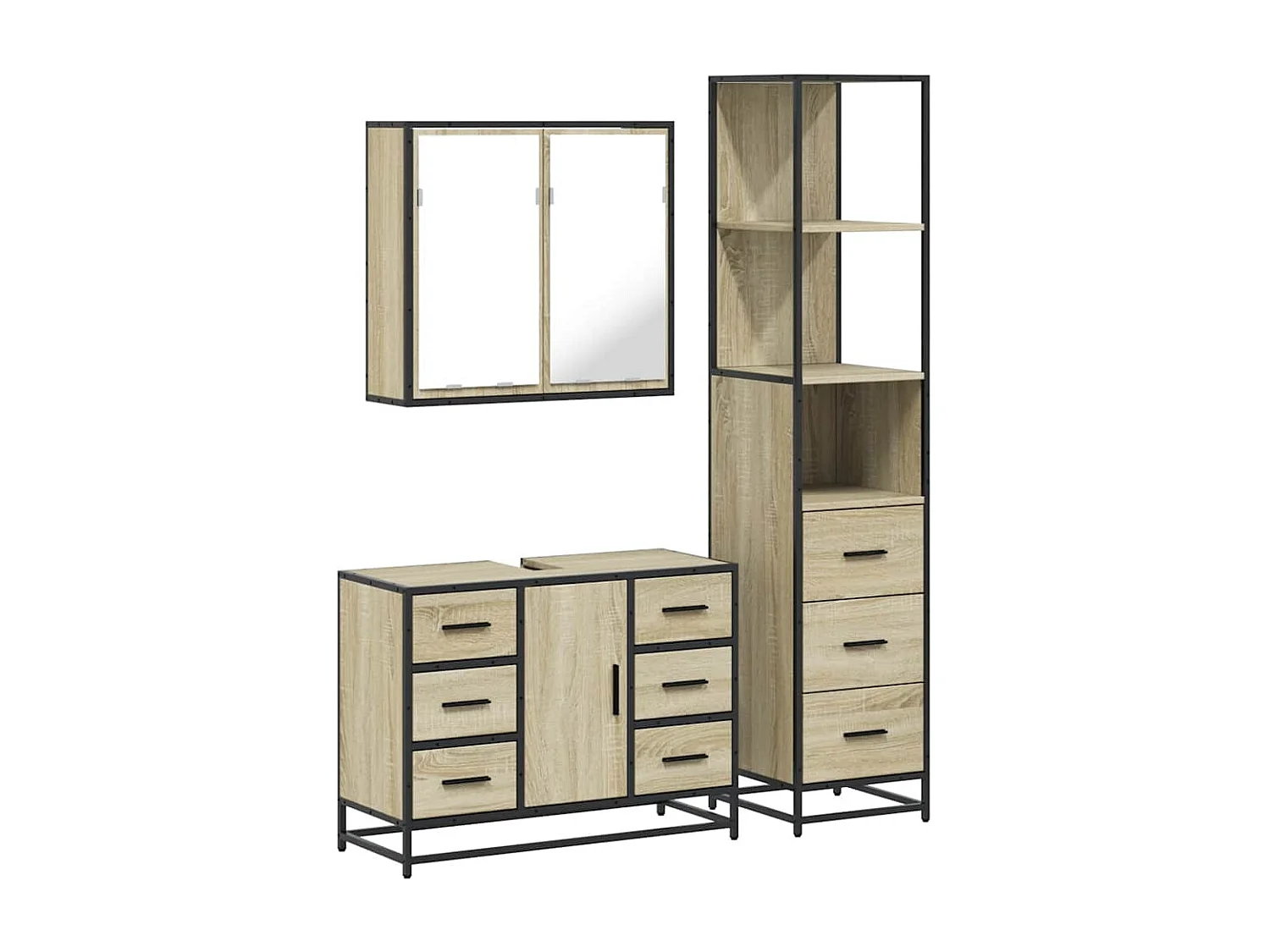 Ensemble de meubles de salle de bain 3 pcs chêne sonoma