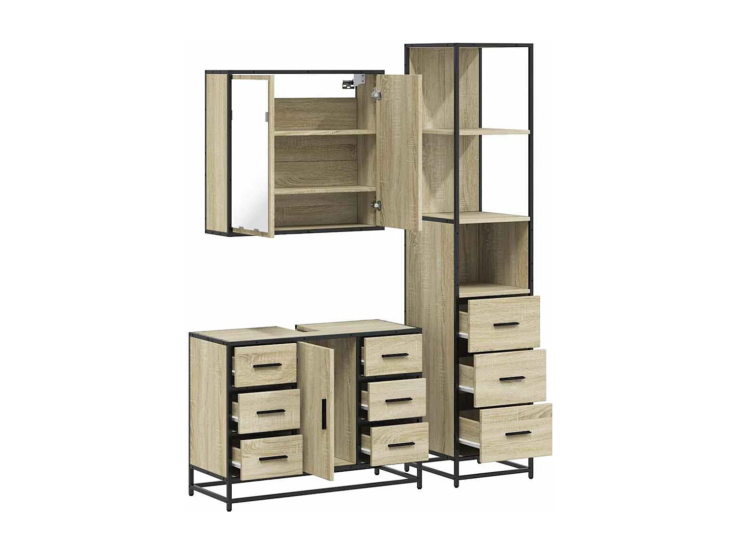 Ensemble de meubles de salle de bain 3 pcs chêne sonoma