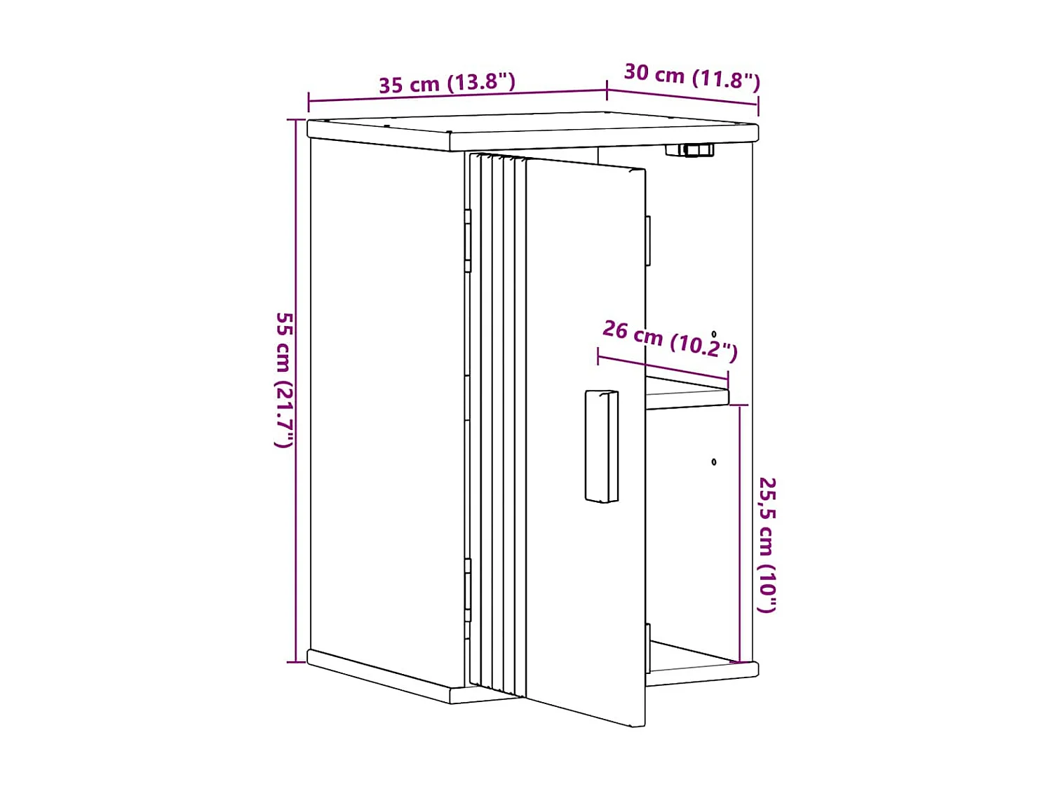 Cabinet de salle de bain avec étagère Marron 35 x 30 x 55 cm