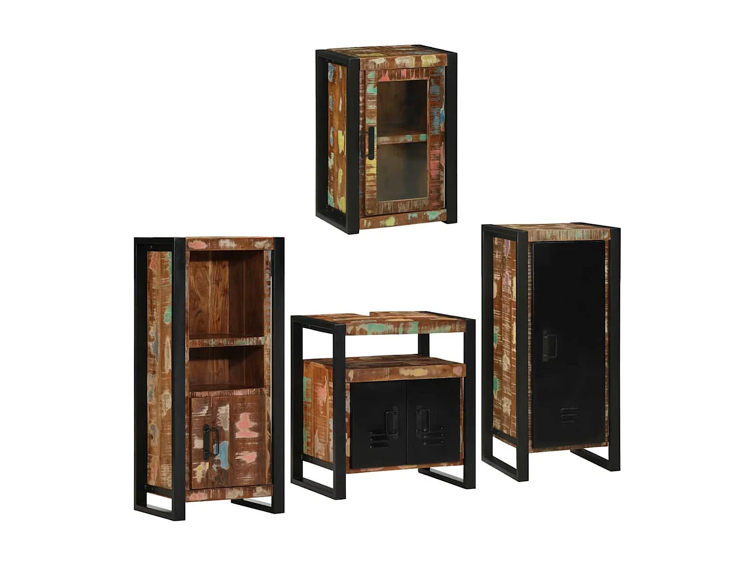 Set di mobili da bagno a parete 4 pezzi