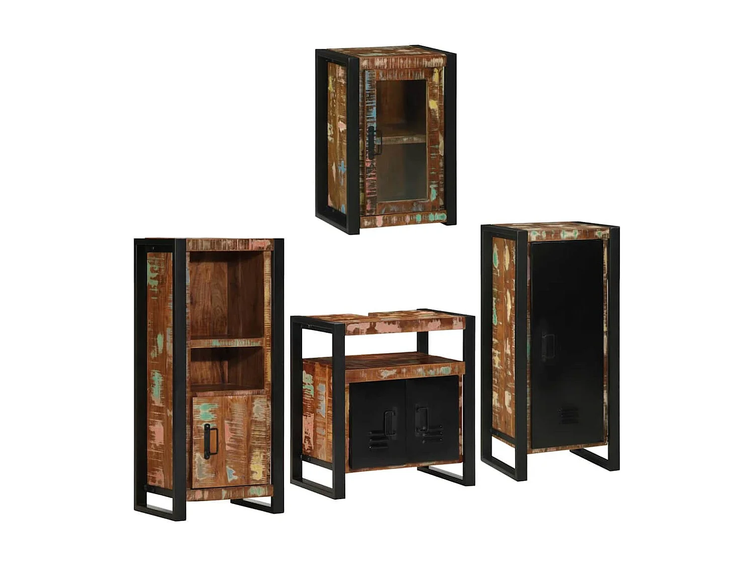 Set di mobili da bagno a parete 4 pezzi