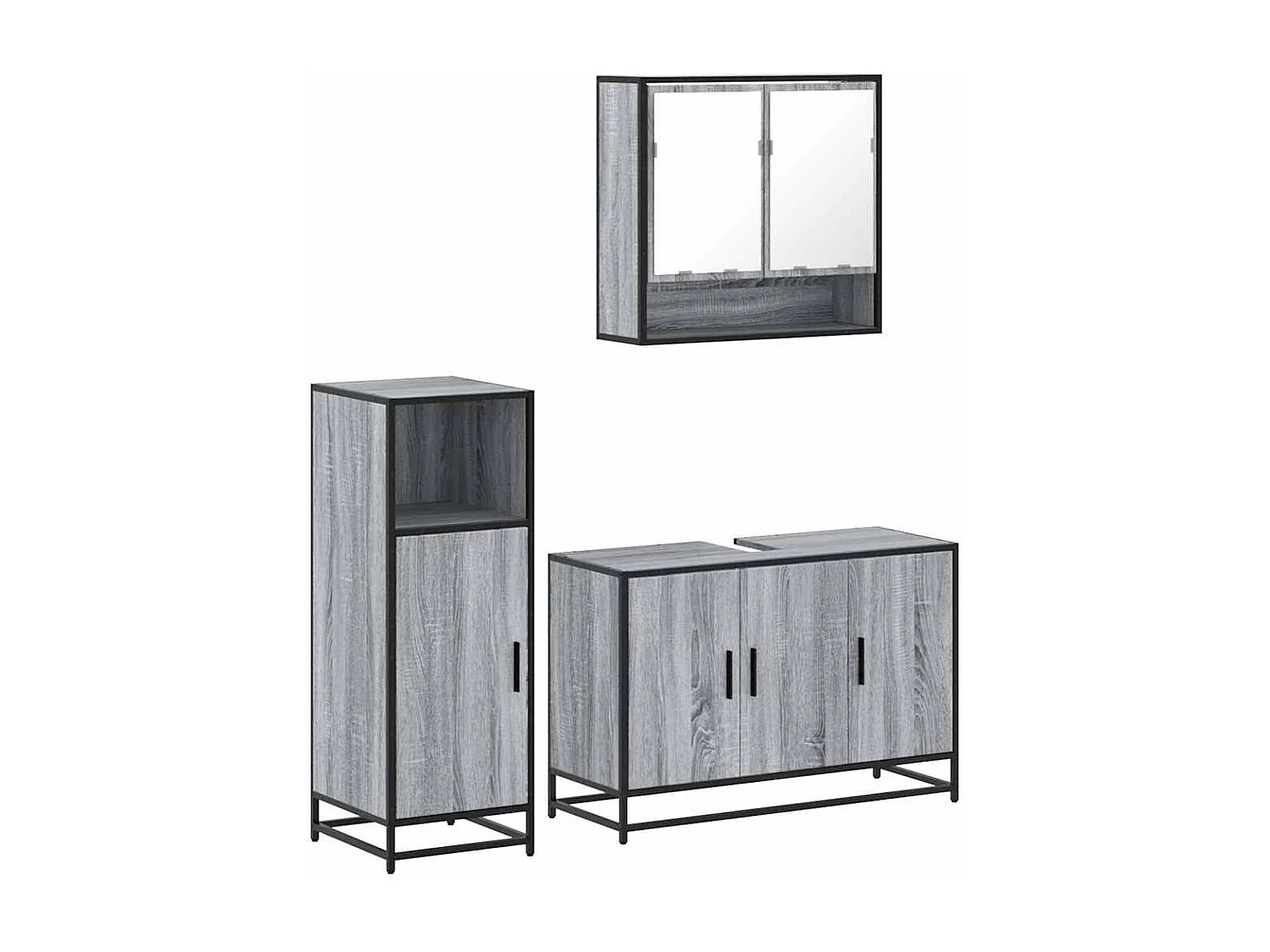 Ensemble de meubles de salle de bain 3 pcs Sonoma gris