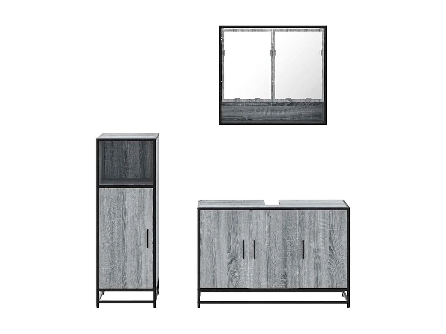 Ensemble de meubles de salle de bain 3 pcs Sonoma gris