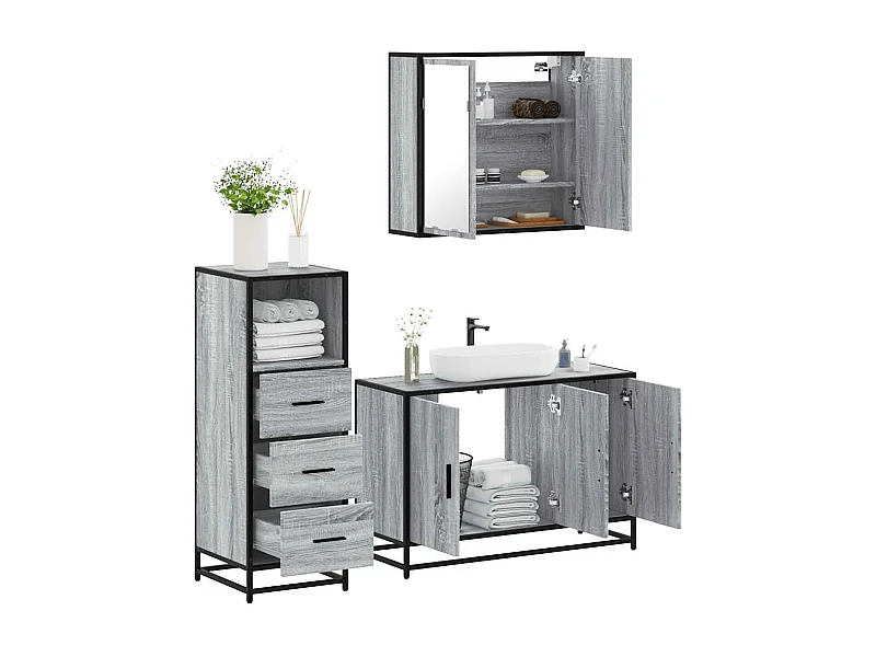 Set di mobili da bagno Sonoma Grey da 3 pezzi