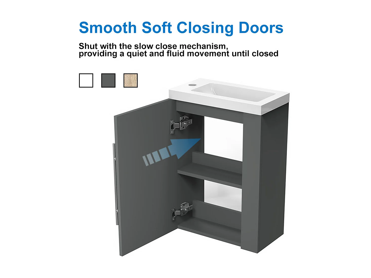 AICA Ensemble meuble Salle de Bain 44x23x60cm avec vasque + une porte, MDF, Anthracite