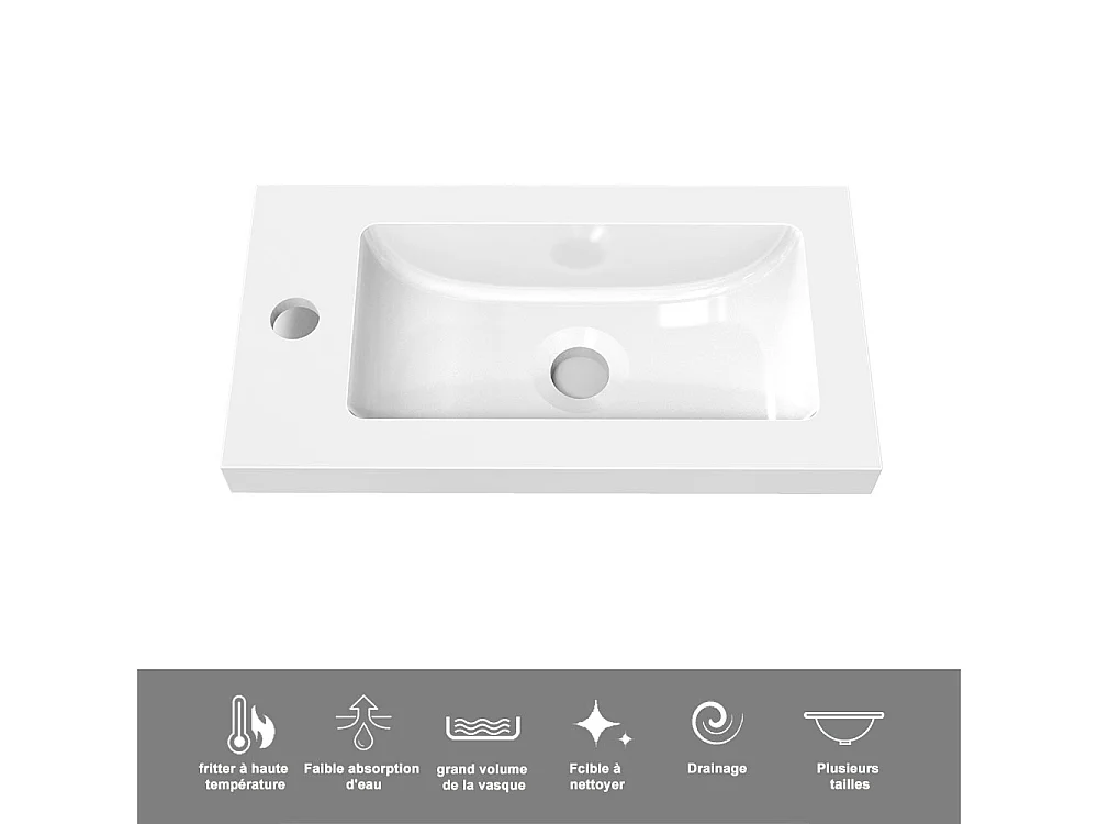 AICA Ensemble meuble Salle de Bain 44x23x60cm avec vasque + une porte, MDF, Anthracite