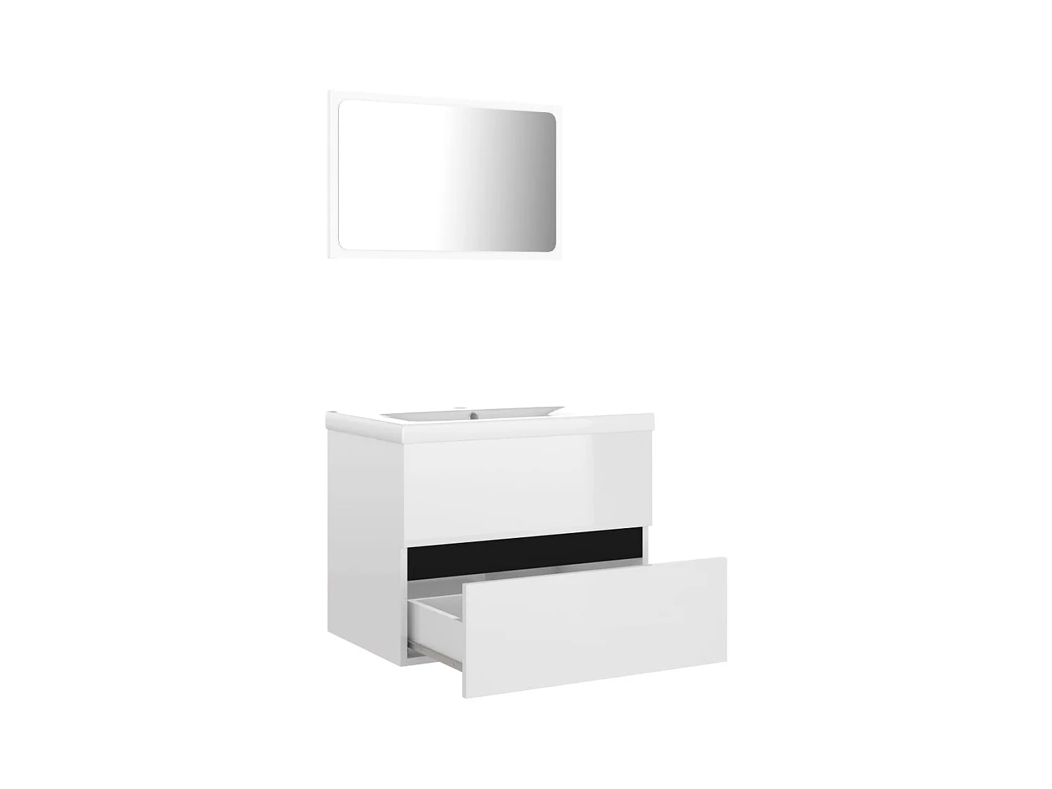 Ensemble de meubles de bain blanc brillant bois d'ingénierie