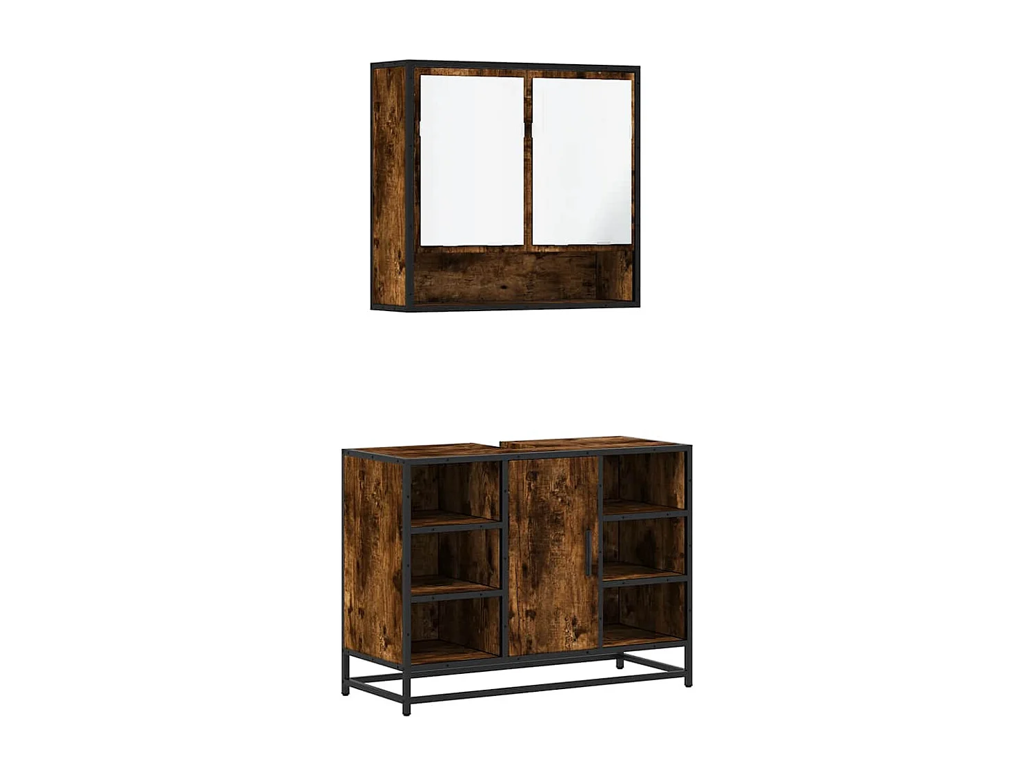 Ensemble de meubles de salle de bain 2 pcs Chêne fumé