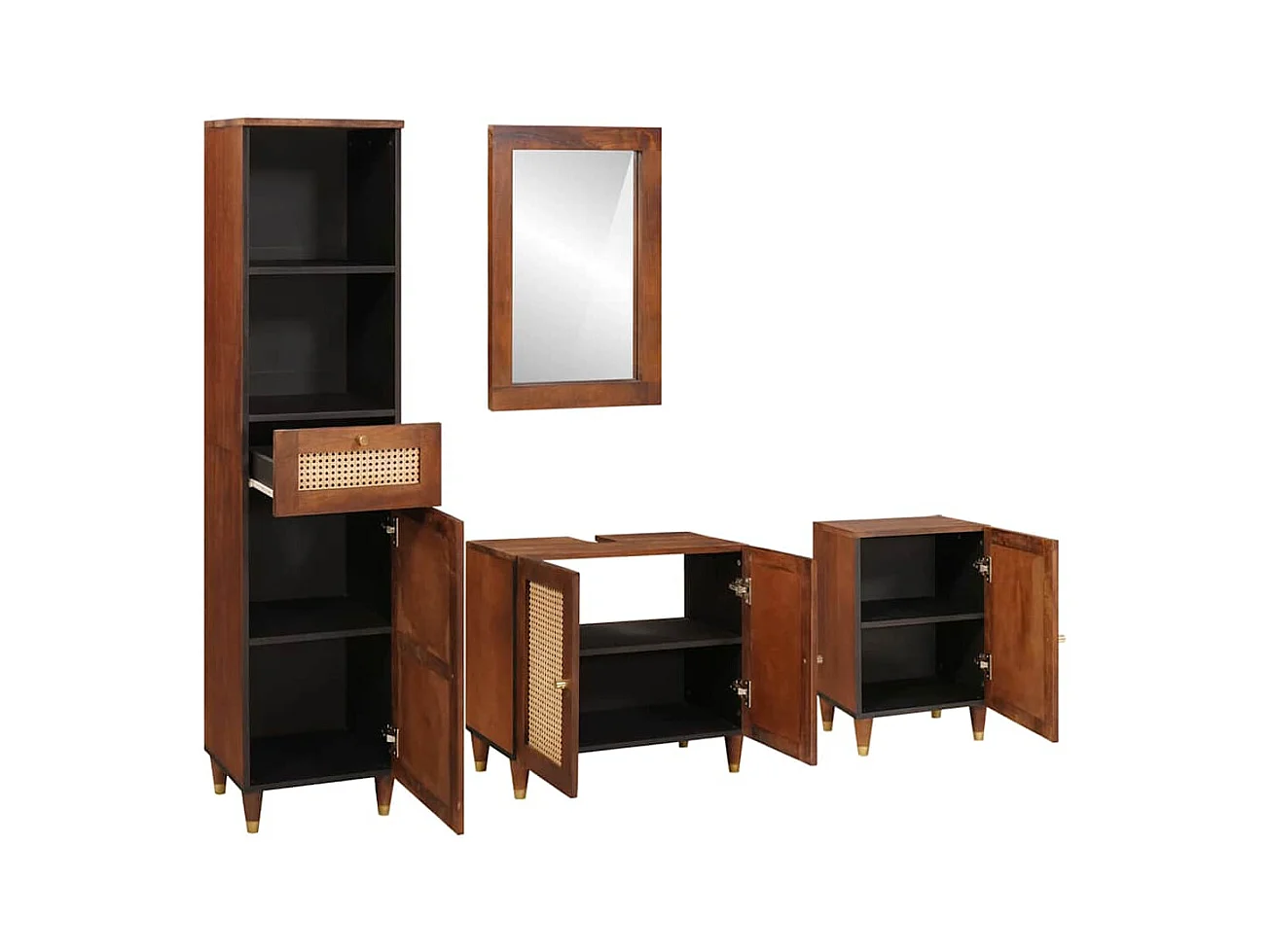 Mobilier de salle de bain avec tiroir 4 pcs 38 x 33 x 160 cm