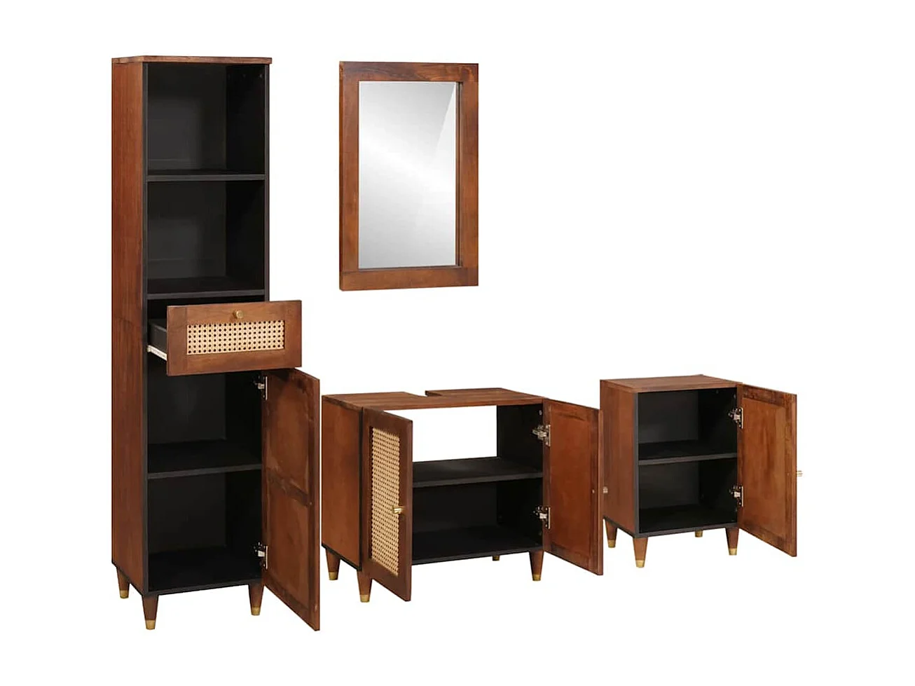 Mobilier de salle de bain avec tiroir 4 pcs 38 x 33 x 160 cm