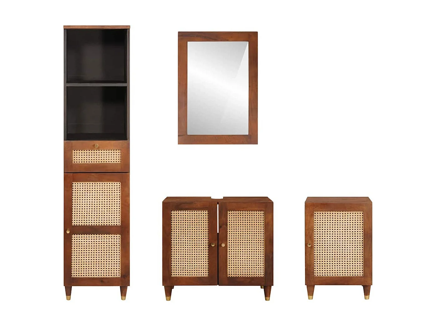 Mobilier de salle de bain avec tiroir 4 pcs 38 x 33 x 160 cm