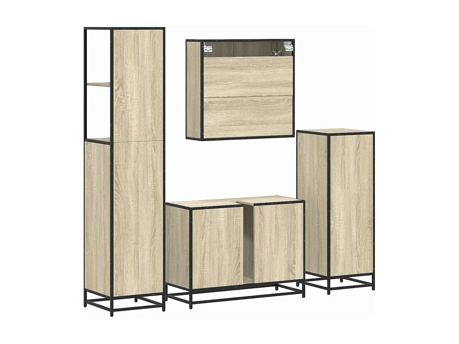 4-teiliges Badmöbel-Set Sonoma-Eiche