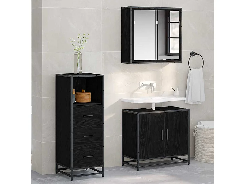 Mobile bagno in rovere nero 35 x 37,5 x 100 cm