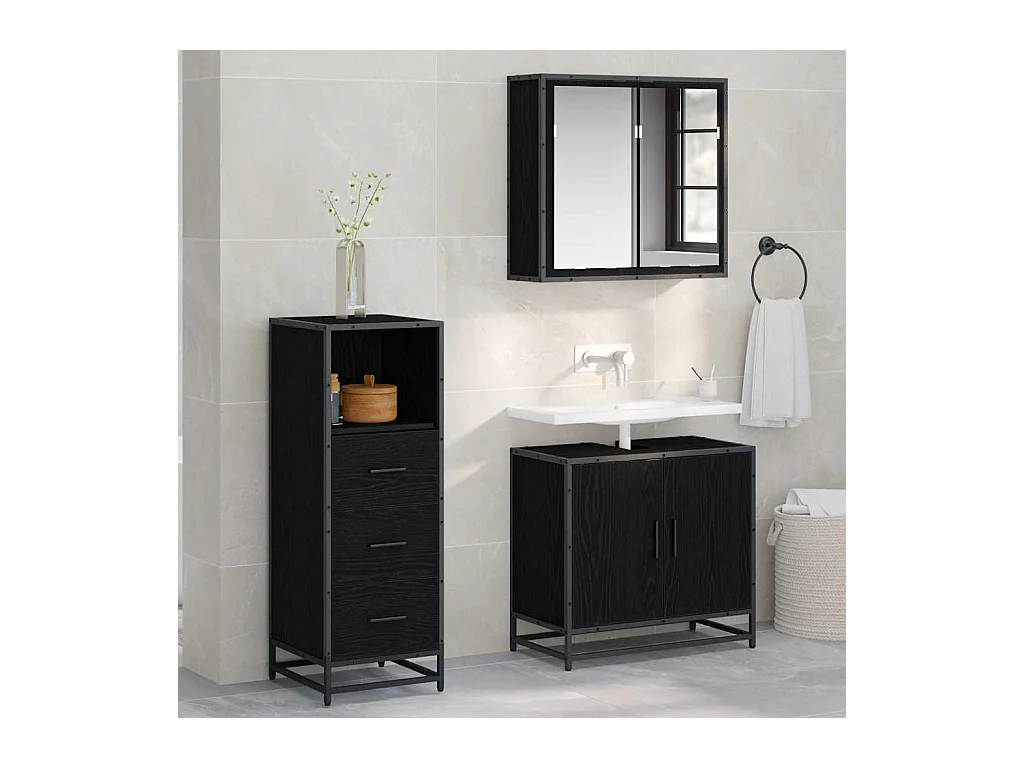 Mobile bagno in rovere nero 35 x 37,5 x 100 cm