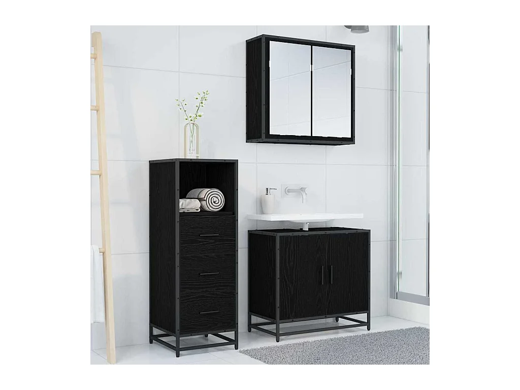 Mobile bagno in rovere nero 35 x 37,5 x 100 cm