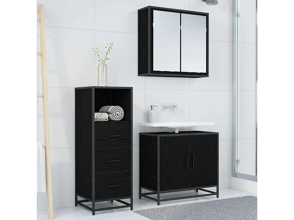 Mobile bagno in rovere nero 35 x 37,5 x 100 cm
