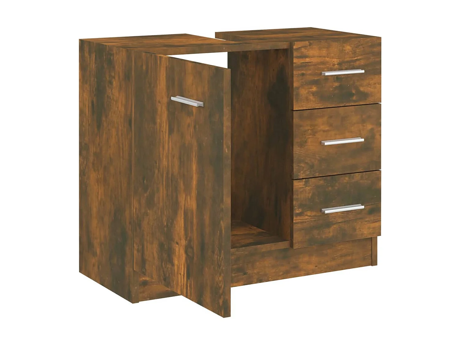 Mueble de lavabo de roble ahumado 63x30x54 cm Madera de ingeniería