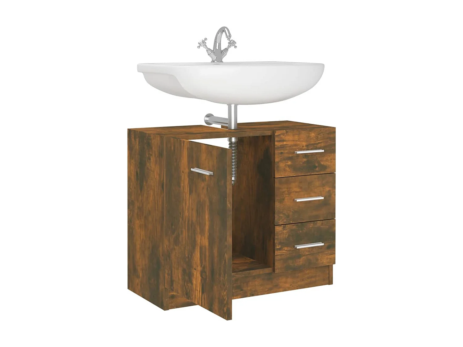 Mueble de lavabo de roble ahumado 63x30x54 cm Madera de ingeniería