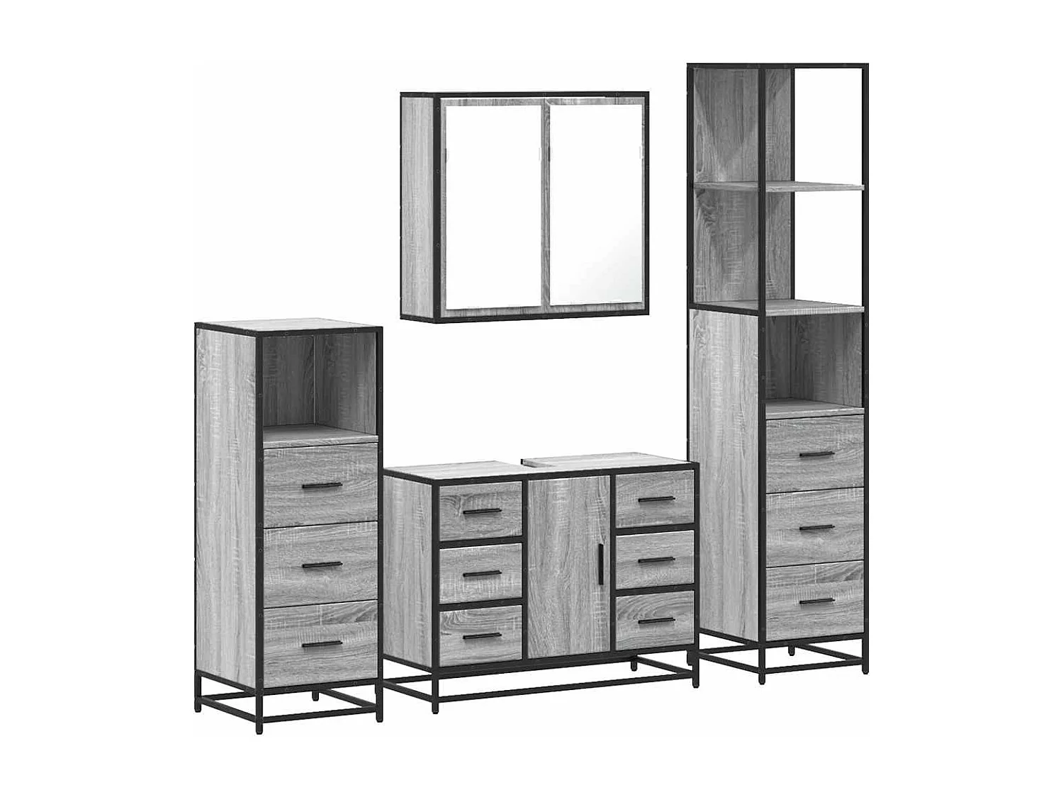 Ensemble de meubles de salle de bain 4 pcs sonoma gris