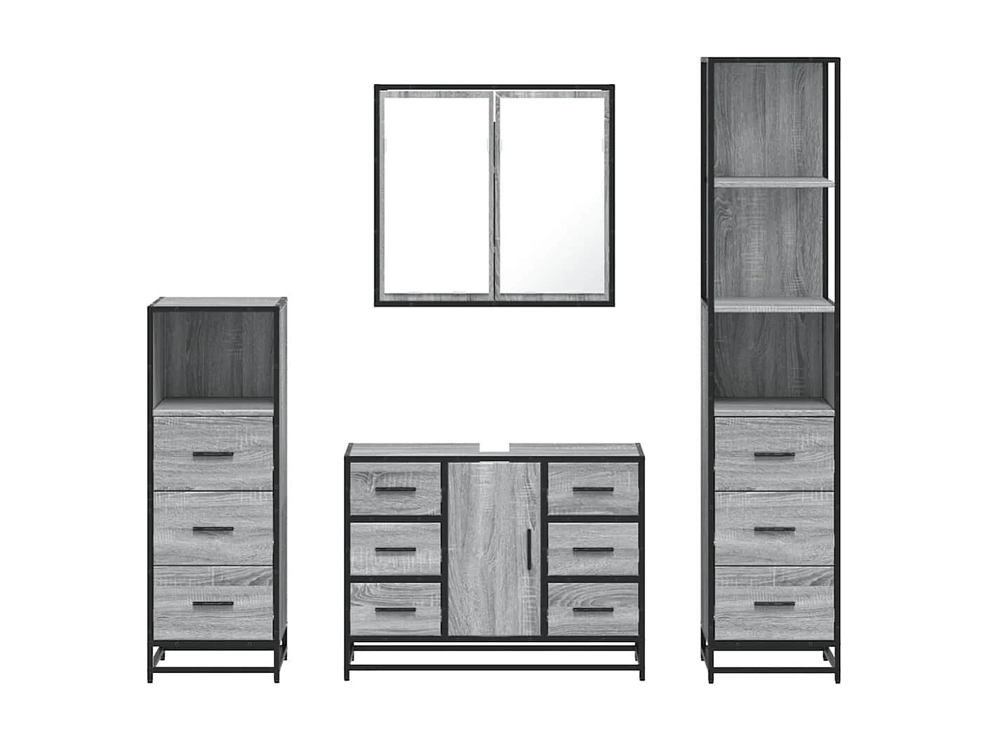 Ensemble de meubles de salle de bain 4 pcs sonoma gris