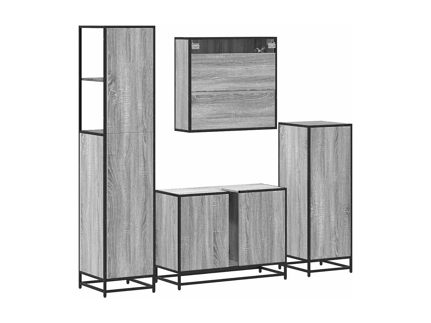 Ensemble de meubles de salle de bain 4 pcs sonoma gris