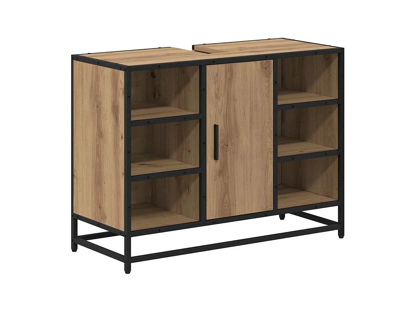 Meuble de Lavabo de Salle de Bain avec étagère chêne artisanal