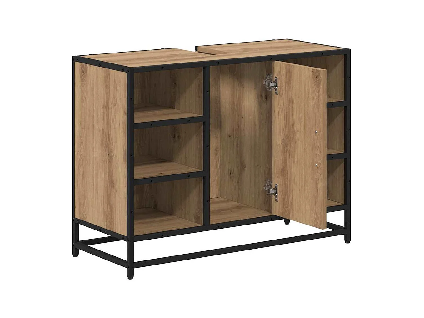 Meuble de Lavabo de Salle de Bain avec étagère chêne artisanal