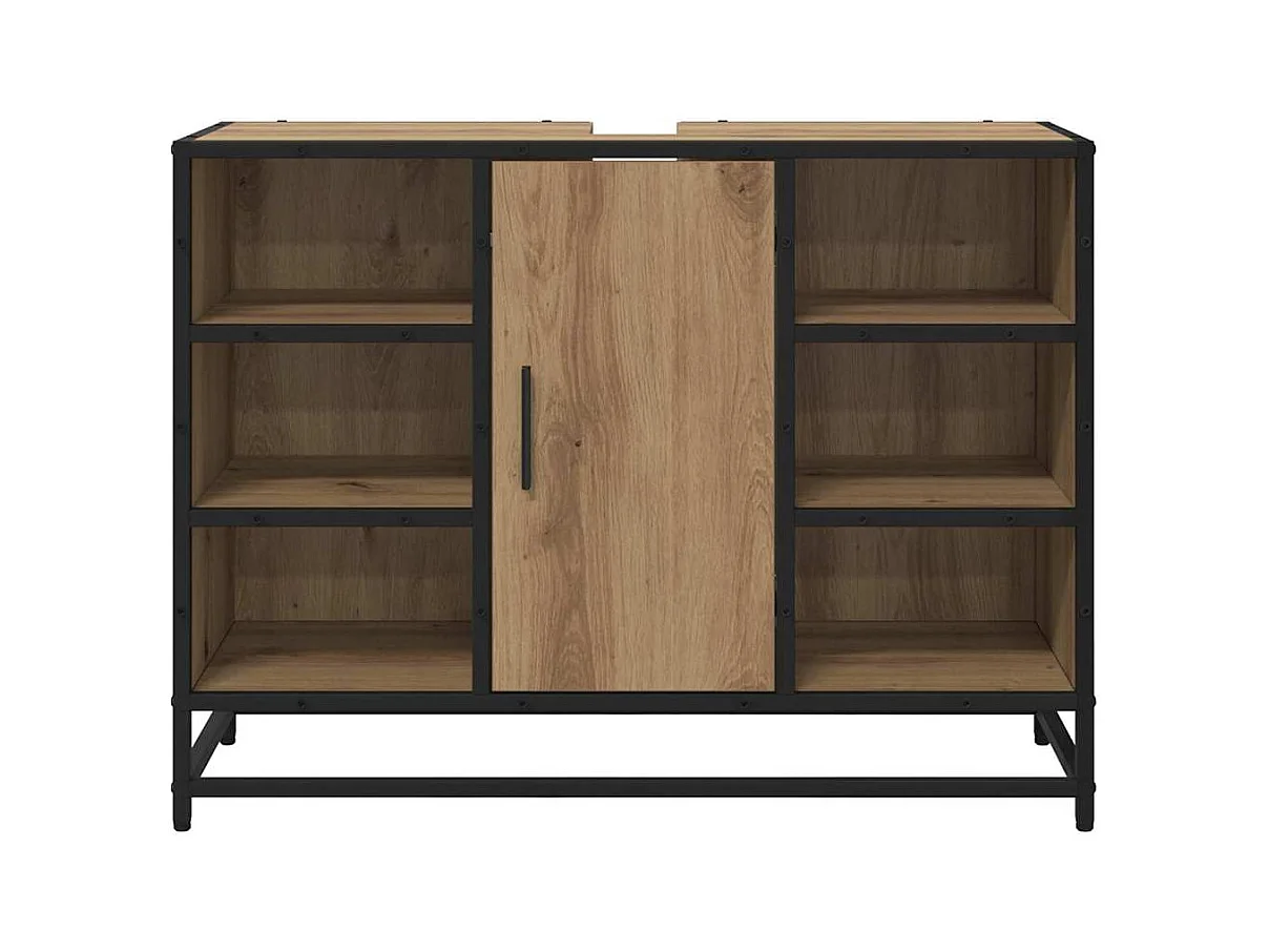 Meuble de Lavabo de Salle de Bain avec étagère chêne artisanal