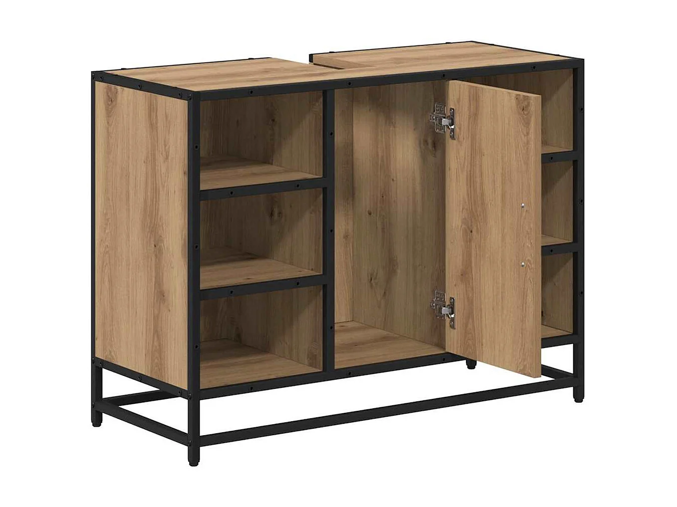 Meuble de Lavabo de Salle de Bain avec étagère chêne artisanal