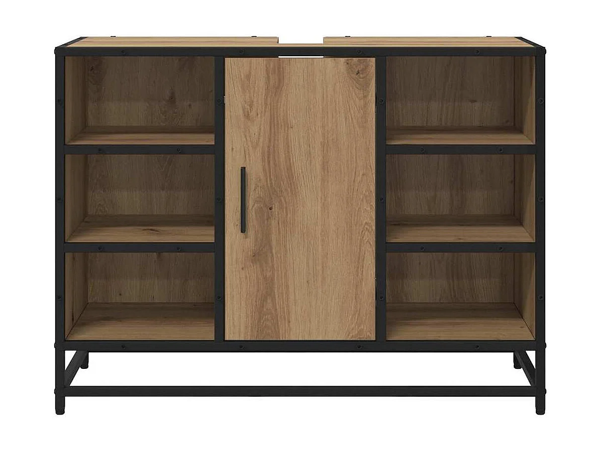 Meuble de Lavabo de Salle de Bain avec étagère chêne artisanal