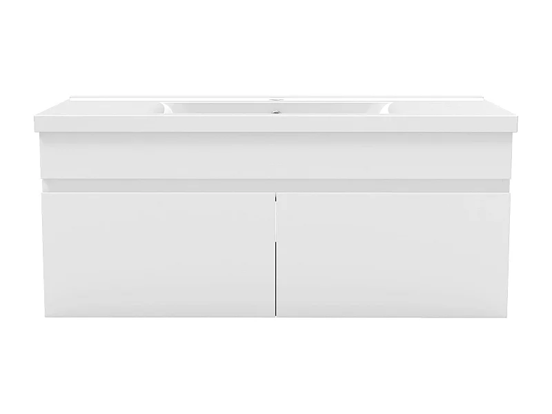 AICA Ensemble meuble Salle de Bain avec portes + vasque céramique, L x W x H: 99x45x40cm， Blanc Mat