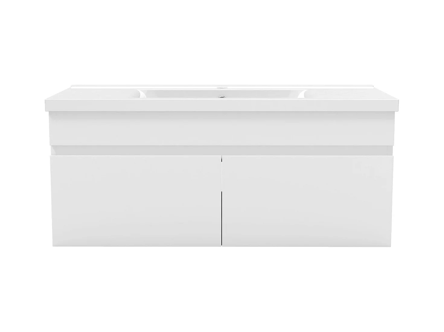 AICA Ensemble meuble Salle de Bain avec portes + vasque céramique, L x W x H: 99x45x40cm， Blanc Mat