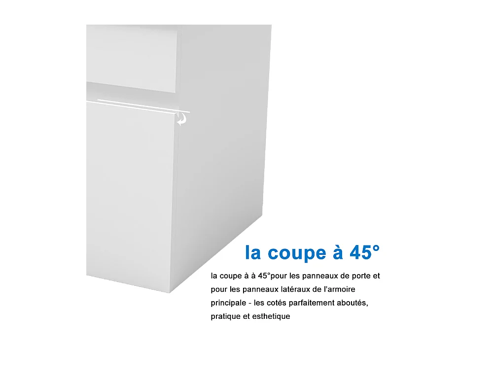 AICA Ensemble meuble Salle de Bain avec portes + vasque céramique, L x W x H: 99x45x40cm， Blanc Mat