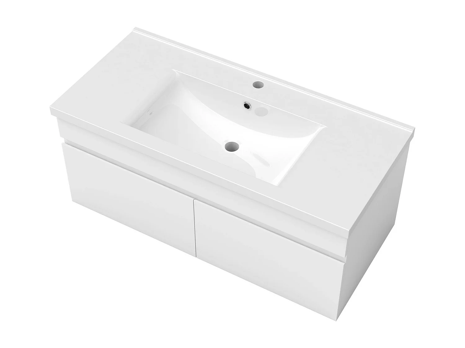 AICA Ensemble meuble Salle de Bain avec portes + vasque céramique, L x W x H: 99x45x40cm， Blanc Mat