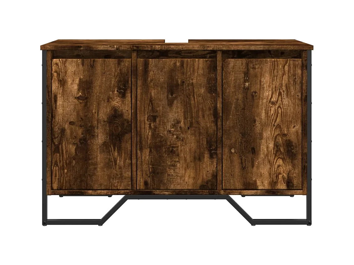 Gerookt eikenhouten wastafelmeubel 91x35x60 cm