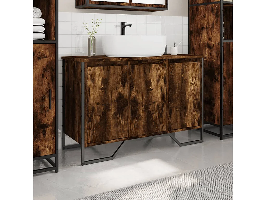 Mobile lavabo in rovere affumicato 91x35x60 cm