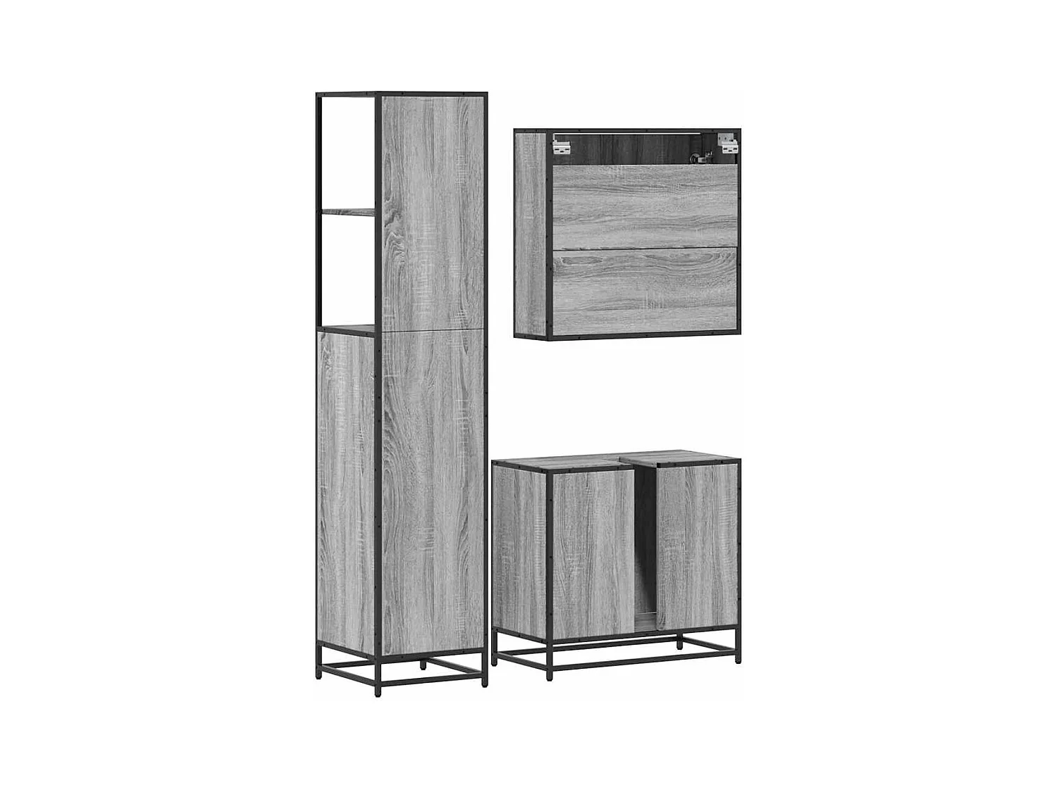 Ensemble de meubles de salle de bain 3 pcs Sonoma gris