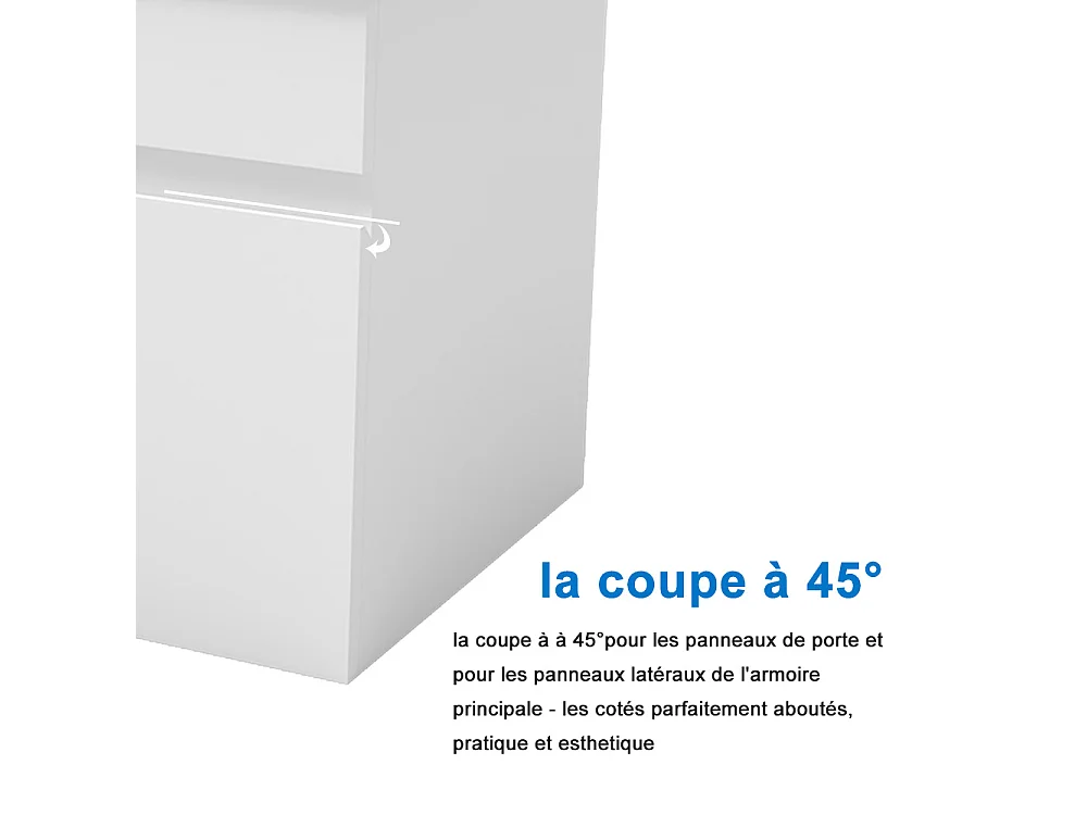 AICA Ensemble meuble Salle de Bain suspendu Blanc avec 2 portes + double vasque en céramique, L x W x H：120x45x40cm