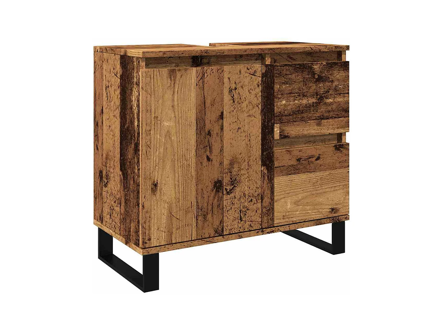 Armoire de lavabo de salle de bain vieux bois 65x33x60 cm
