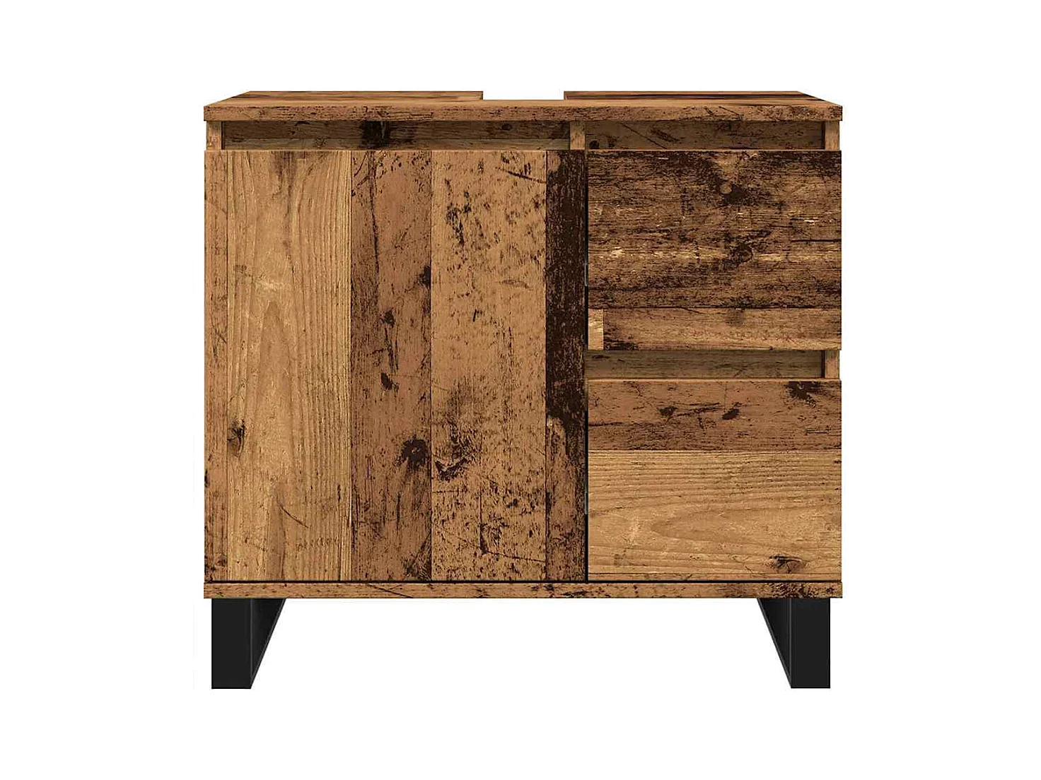 Armoire de lavabo de salle de bain vieux bois 65x33x60 cm