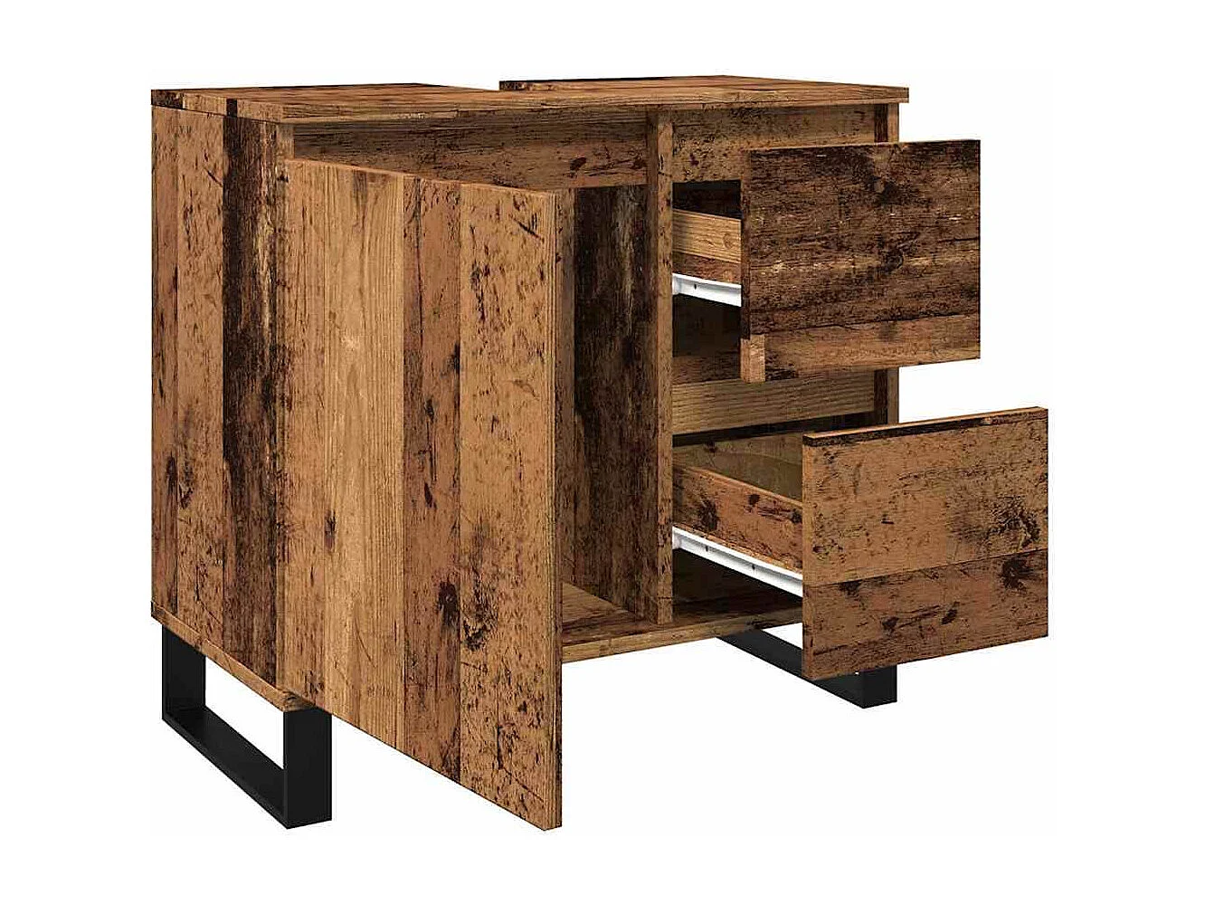 Armoire de lavabo de salle de bain vieux bois 65x33x60 cm