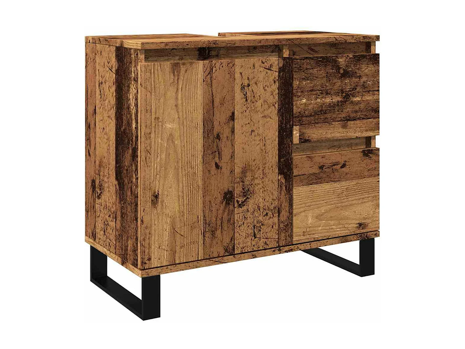 Armoire de lavabo de salle de bain vieux bois 65x33x60 cm